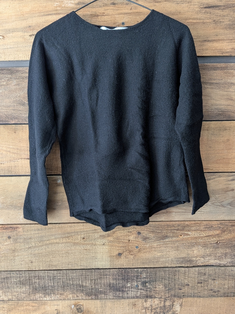 Max Studio 100% Merino Wool Black Crewneck Sweater